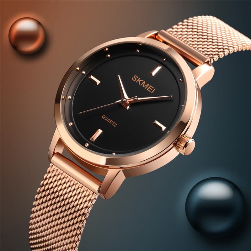 Skmei Relógio De Pulso Feminino Casual De Quartzo Com Pulseira De Aço Inoxidável À Prova D 'Água 30m