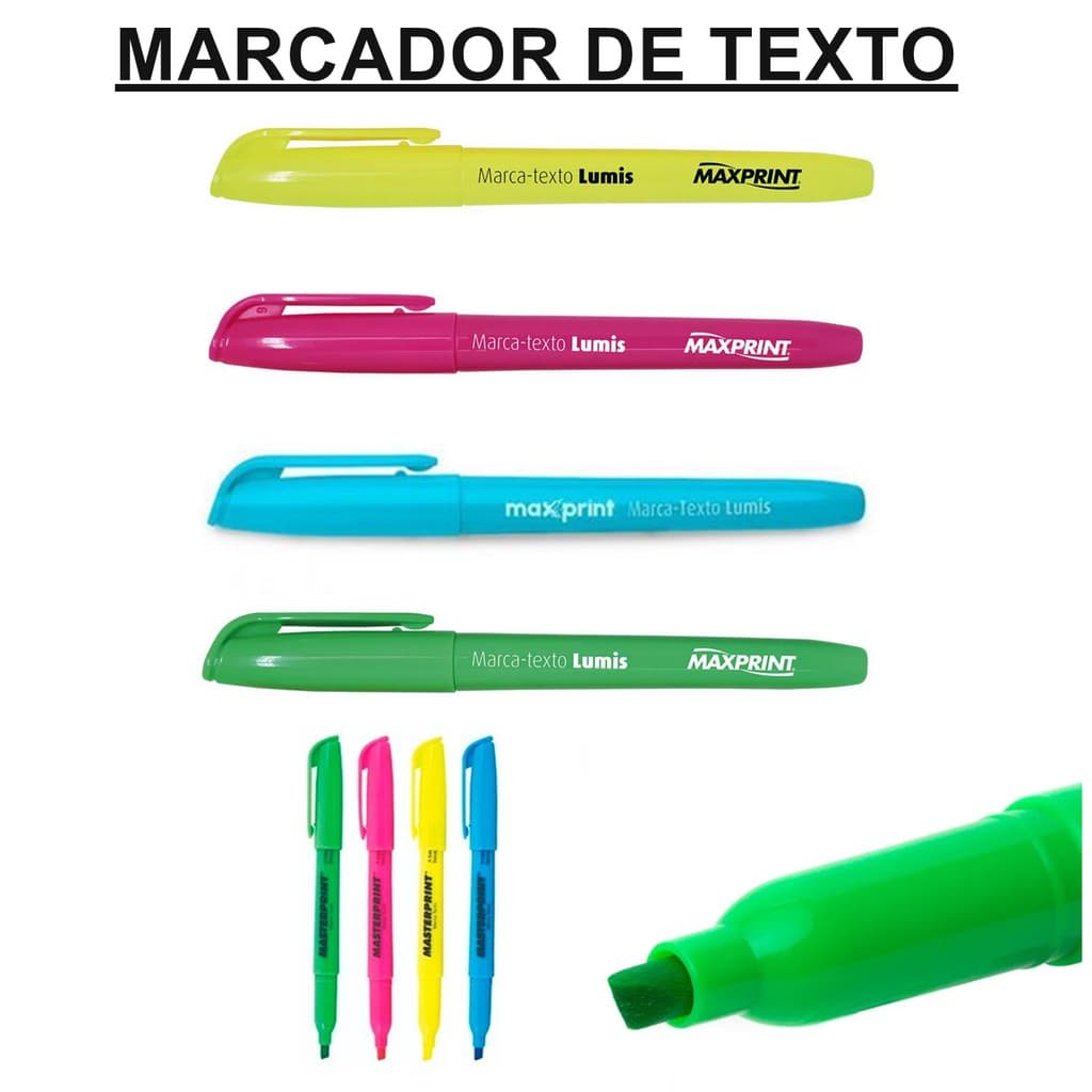 Kit com 4 Caneta Marcador De Texto