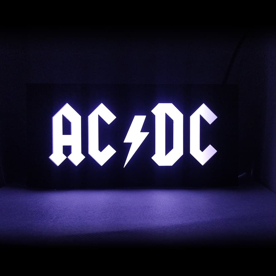 Luminária Decorativa Exclusiva Bandas Rock ACDC AC DC Ac/Dc Com Led Bivolt