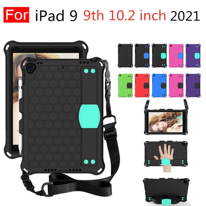 Capa Para Celular Anti-Impacto Com Alça De Ombro E Mão Segura apple IPAD 9 9th Gen 10.2 Polegadas 2021 EVA