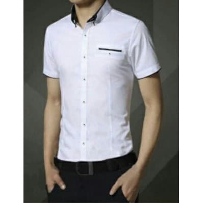 KEMEJA BOYI TOP MAN-Camisa CASUAL De Manga Curta SLIM FIT-Camisas De Escritório Masculinas Por Atacado WILSTON