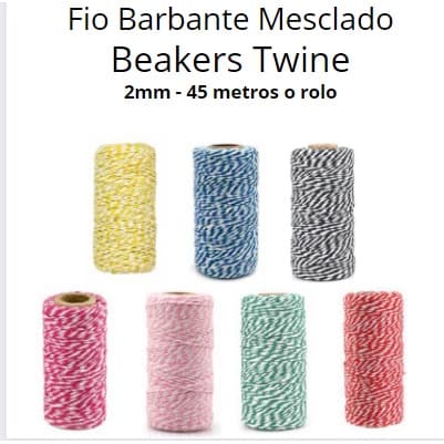Fio Barbante Mesclado Colorido Bakers Twine 2mm x 50 metros ( várias cores)