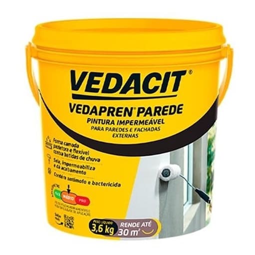 Vedapren Parede Branco - 3,6kg Reparo e Impermeabilização Rápida para Paredes