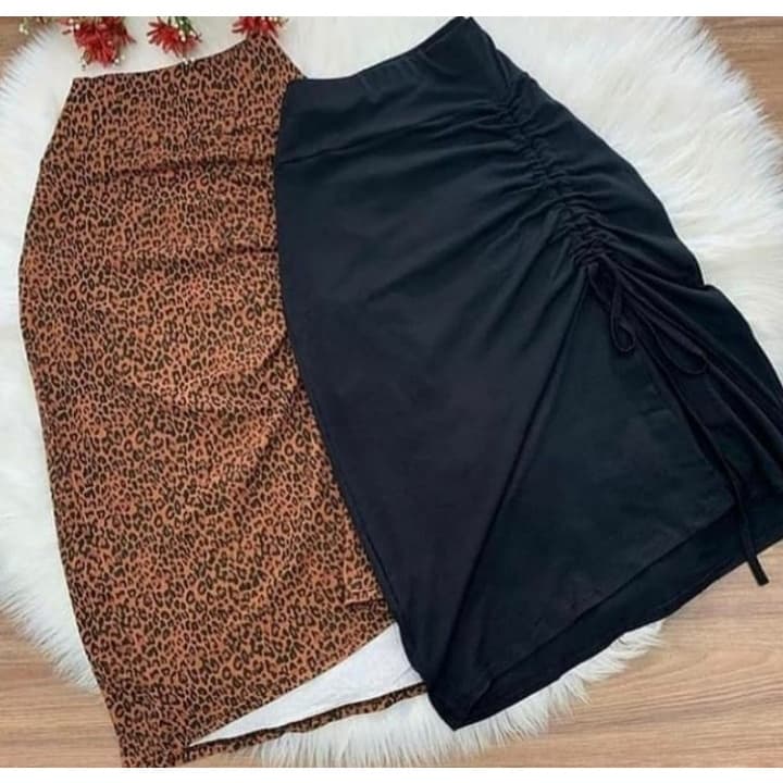 Saia feminina midi lápis moda blogueira detalhe na coxa