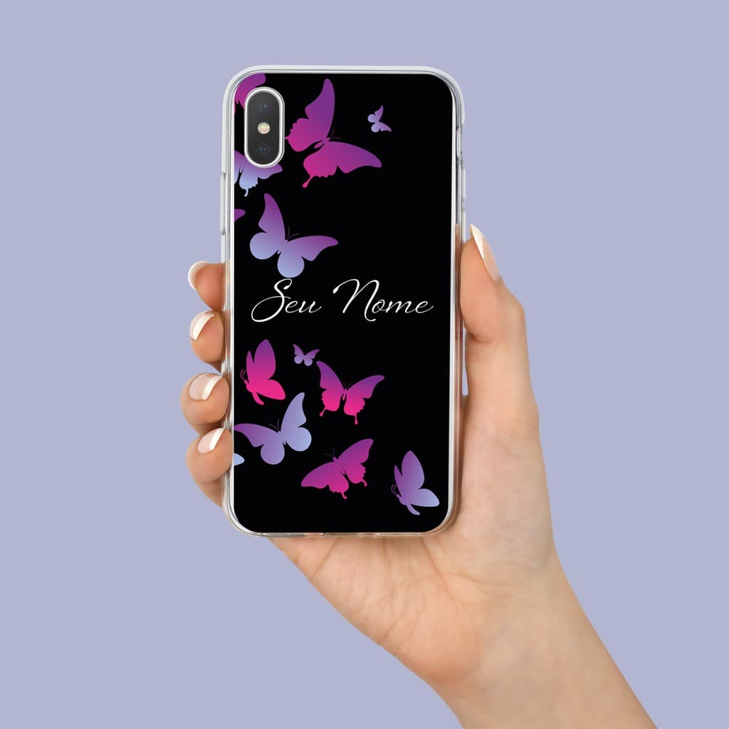 Capa Capinha de Celular de Borboletas em Gradiente