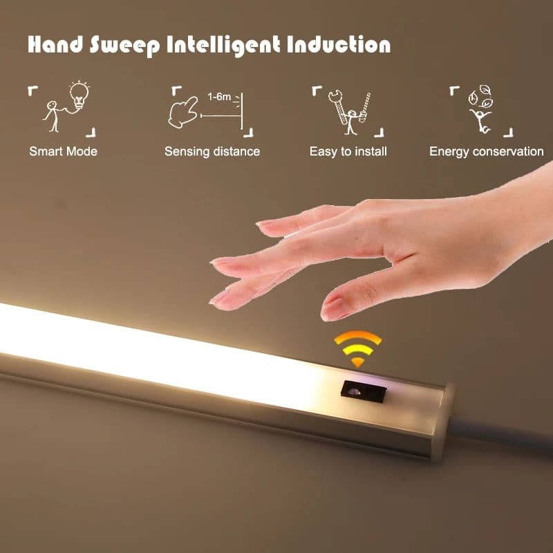 Mão varredura interruptor inteligente led luzes  armário mão movimento sensor tira 20cm cozinha decoração noite lâmpada