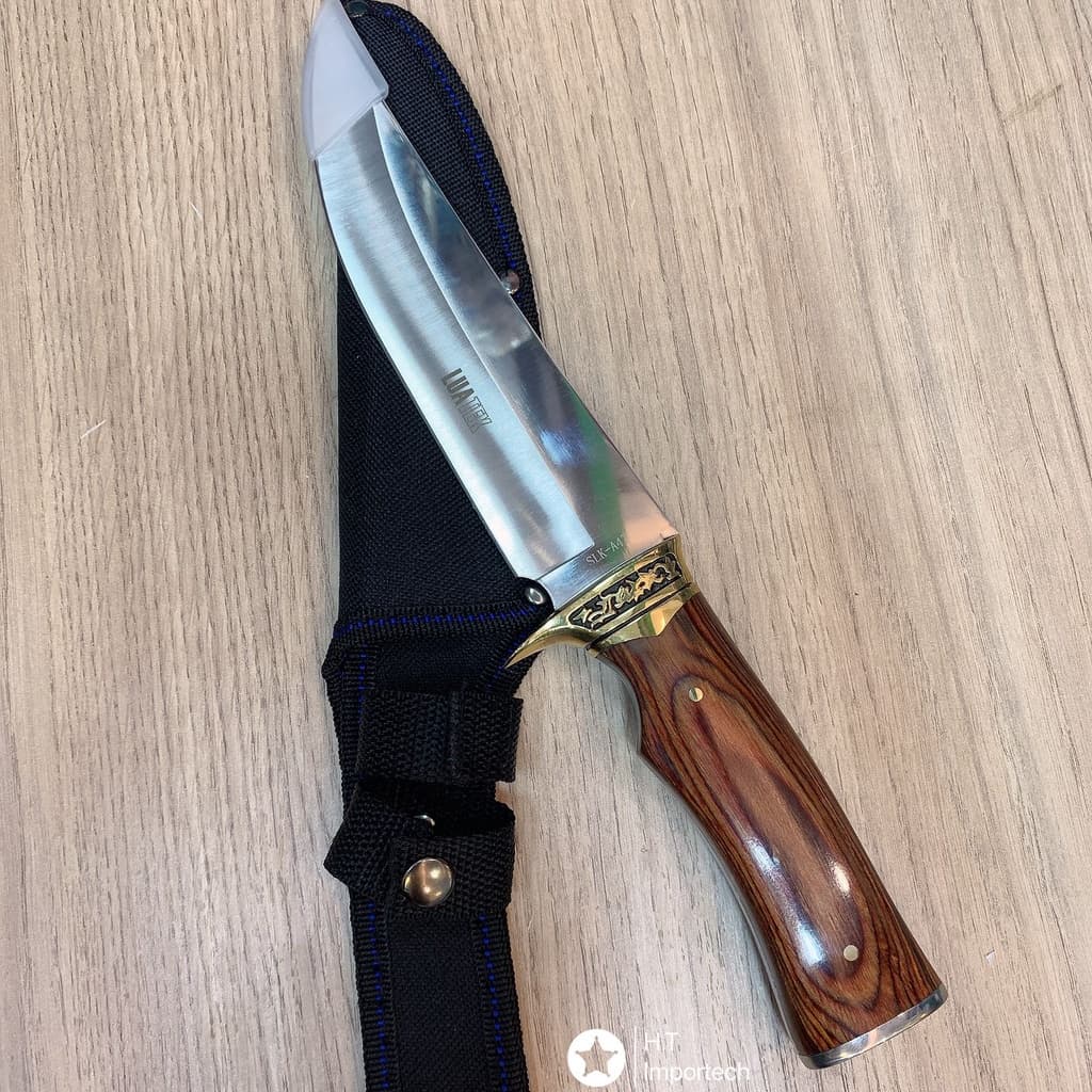 Faca Luxo Detalhe Dourado Churrasco Pesca Camping Lua Tek