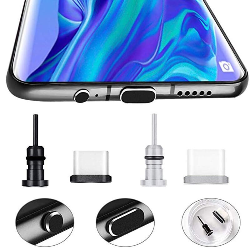Porta Do Fone De Ouvido Plugue De Poeira + De Carregamento De Metal Para Android/IPhone/Tampa Tipo C Acessórios