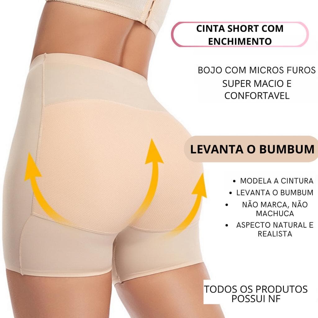 Short Modelador com Bojo Enchimento de Bumbum Levanta Bumbum