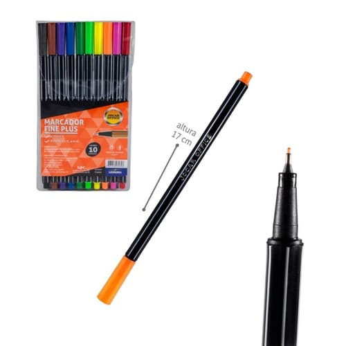 MARCADOR FINE PLUS 10 CORES - JOCAR OFFICE