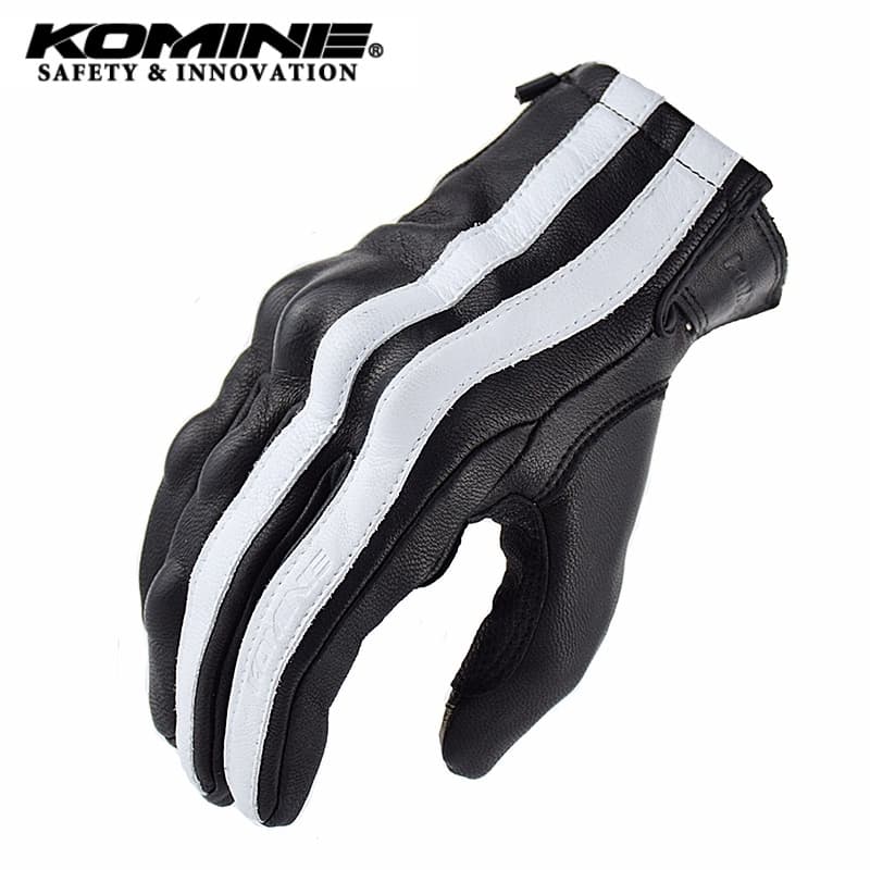 KOMINE Luvas Masculinas GK-119 De Couro Motocicleta Corrida Moto Dedo Cheio Motocross Motociclista Touchscreen Cavaleiro