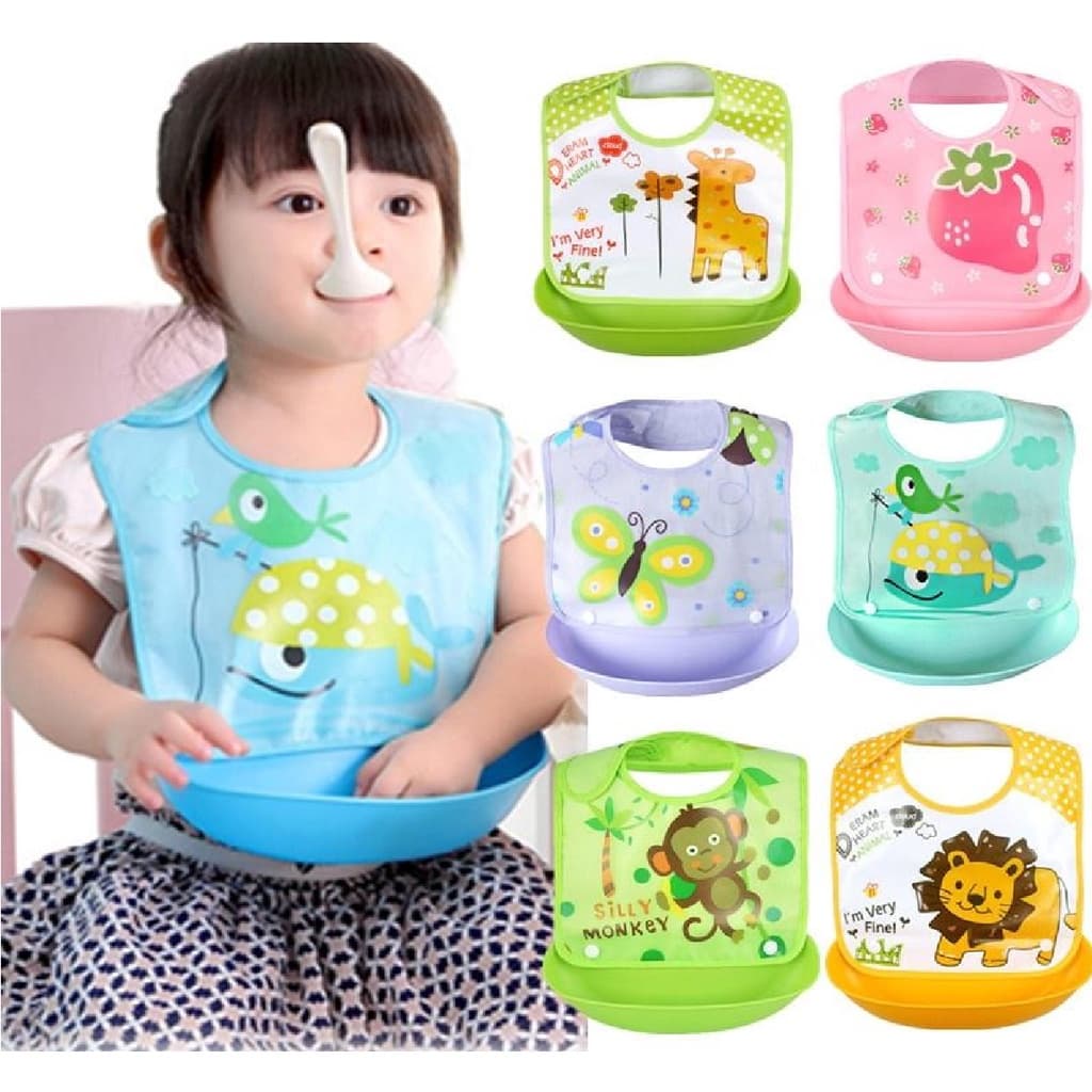 Babador Infantil de Silicone Avental com Bandeja