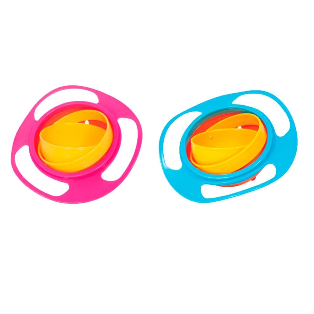 Kit 2 Pratos Introdução Alimentar Para Lanche Magico Infantil Tigela Giro Bowl Giratório Bebê
