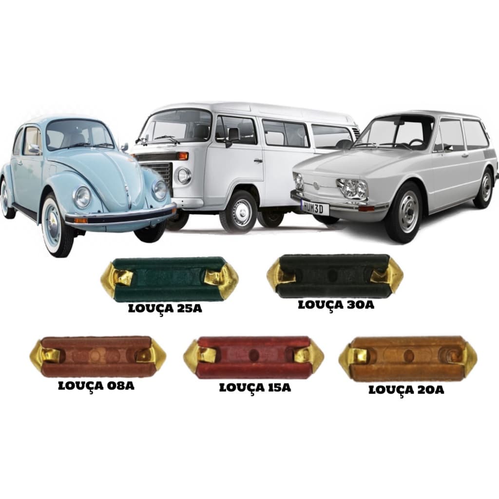 Fusível Tipo Louça 08A 15A 20A 25A 30A Fusca Kombi Brasilia Misto KIT 50 unidades