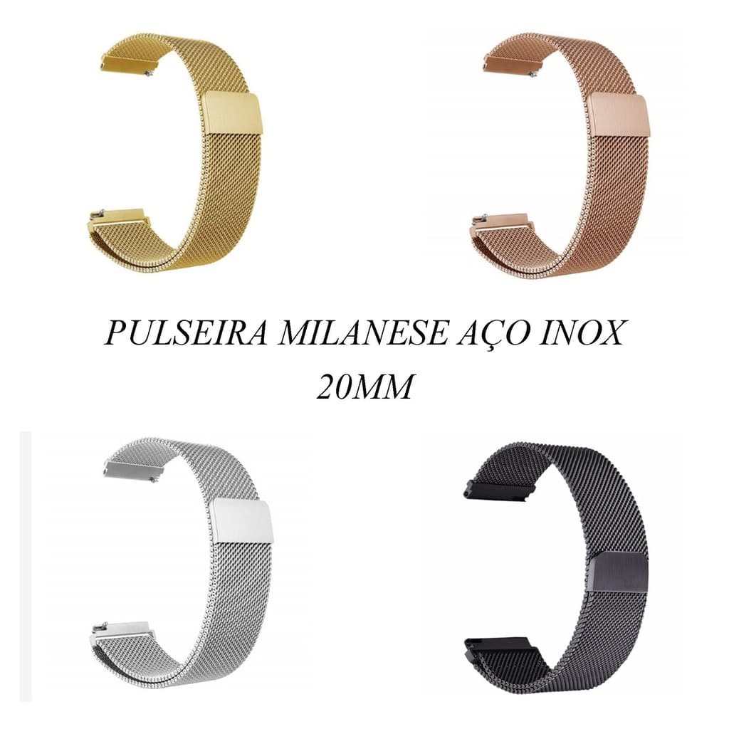 Pulseira Milanese 20mm para Smartwatch Colmi P8 Amazfit etc
