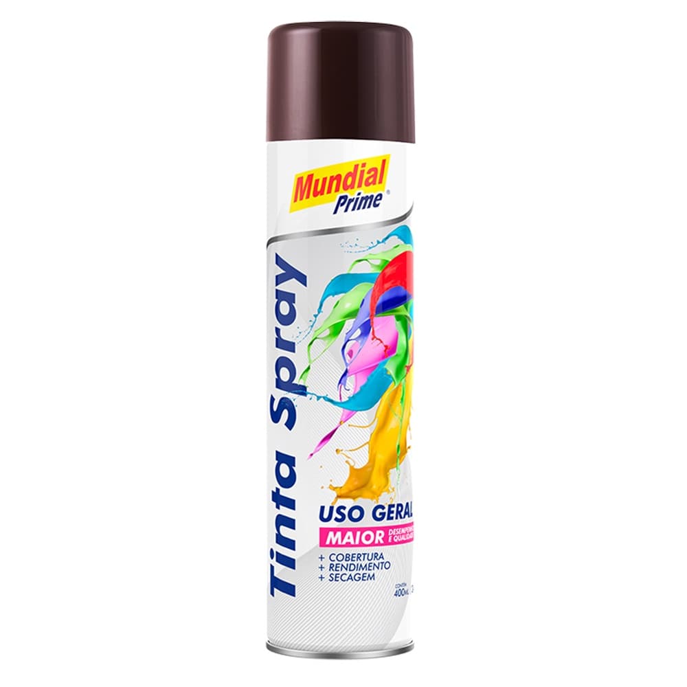 Tinta Spray Marrom Uso Geral 400ml Mundial Prime Alta Cobertura