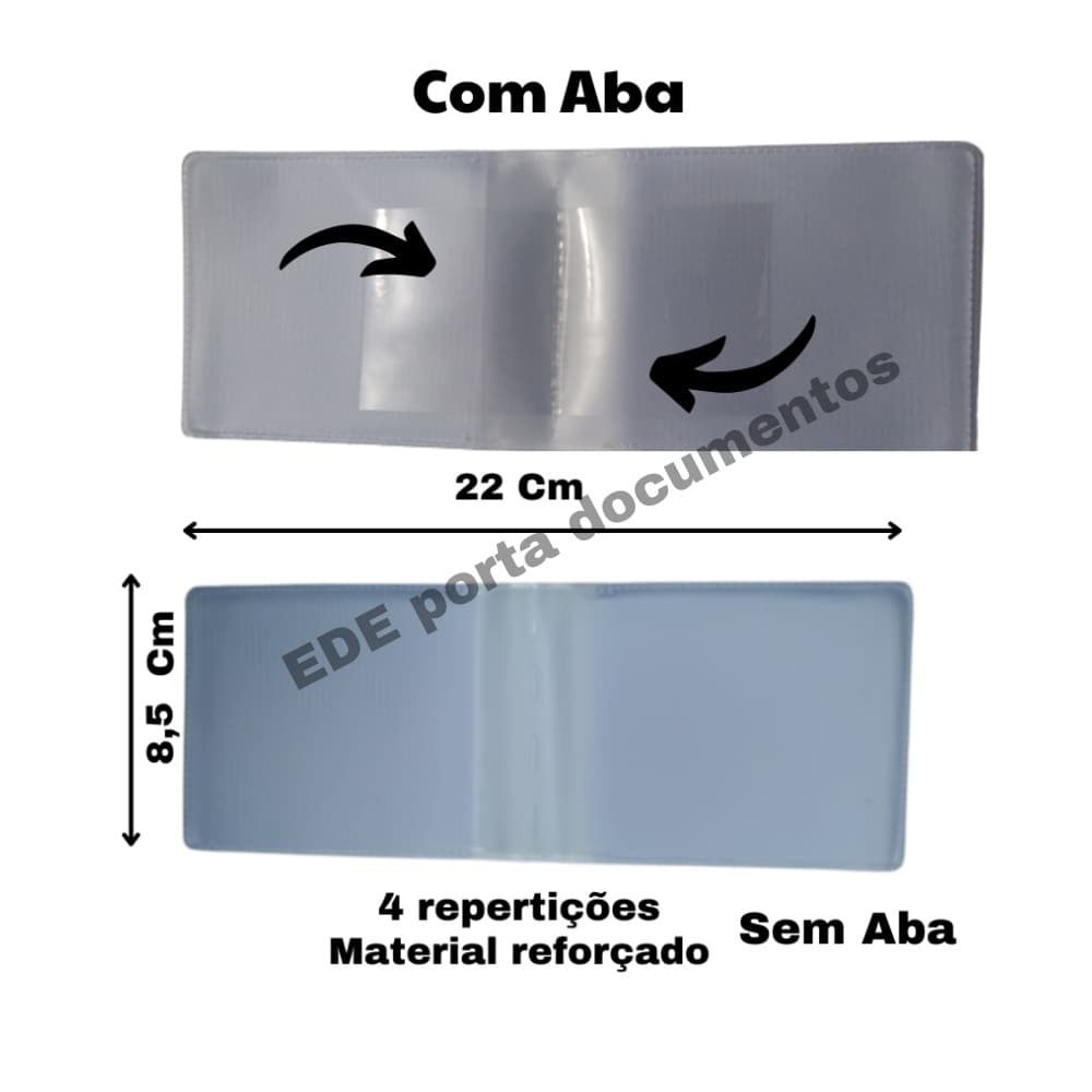 MIOLO SOCIAL PORTA DOCUMENTO PLASTICO PARA CARTEIRA. COM ABA  E  SEM ABA 2x2