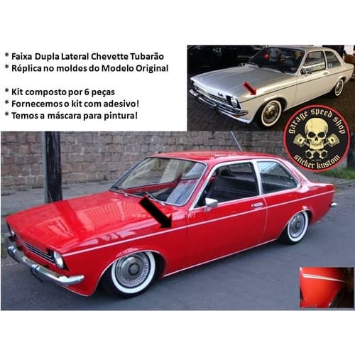 Máscara Pintura Faixas Filete Lateral Chevette Tubarão