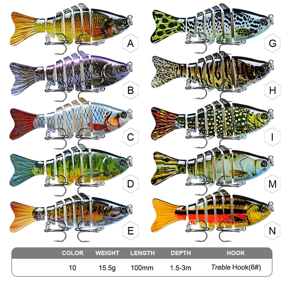 10cm Isca Artificial Dura Plástica 15,5g Multi-Seção Peixe 7-Seções Biônica Falsa De Pesca Atacado