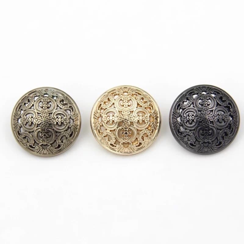 Botões de Decoração de Roupas de 10 peças Botões de Decoração de Roupas Retro Botão de Metal Oco Jaqueta Ouro Prata Preto Botões de Roupas de Moda
