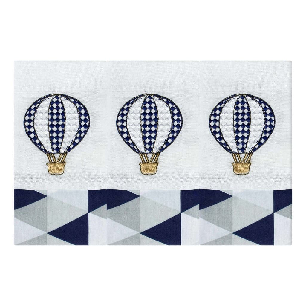 Kit 3 Fraldas de Boca Balão Marinho Tecido Toalha Fralda Dupla 100% Algodão