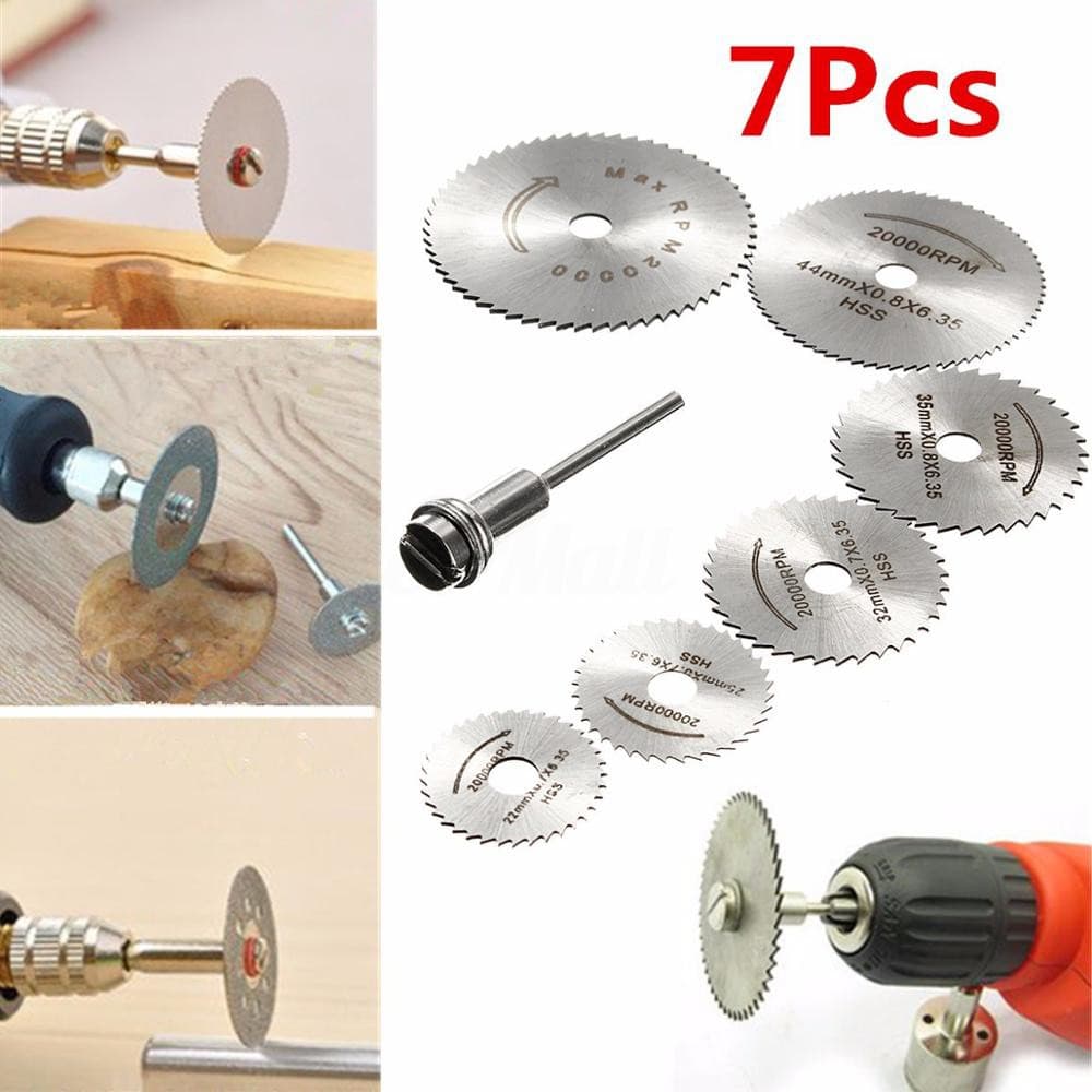 7 Pçs Mini Discos De Serra Circular Lâminas Hss Metalurgia Corte Viu Disco Roda Para Brocas Ferramentas Rotativas