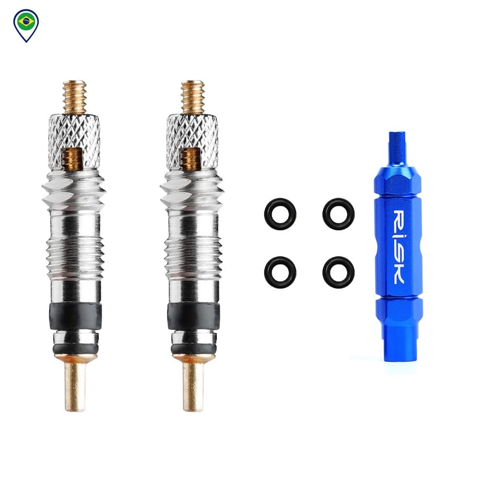 Par De Núcleo Válvula Miolo Presta Camara E Tubeless Bike + Chave remover e instalar