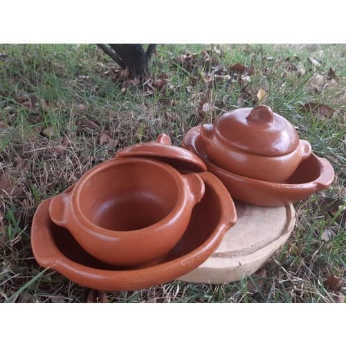 Assadeira Travessa Conjunto Panelinha De Barro Petisco 2 Uni