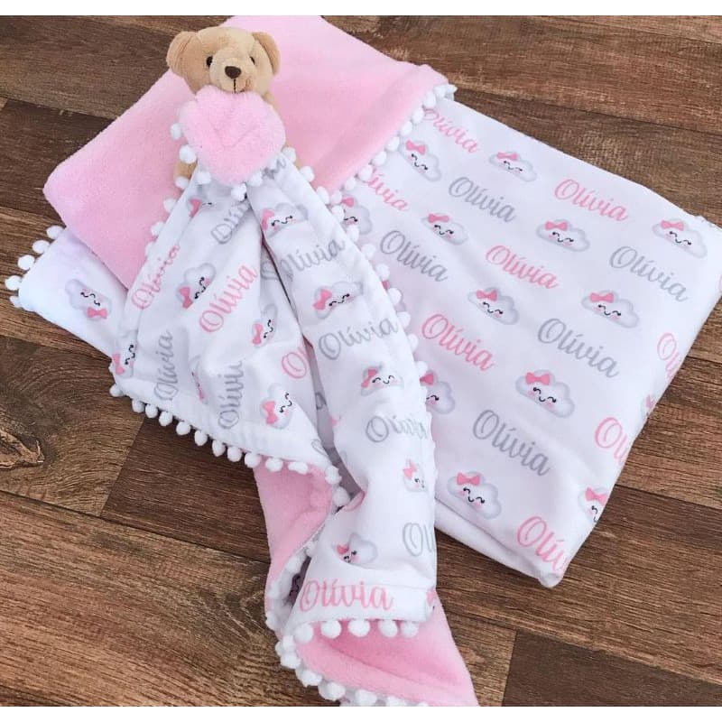 Manta 100x80 e naninha personalizada