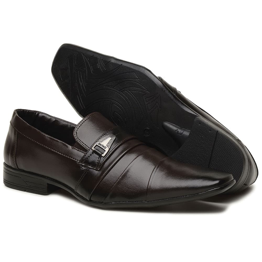 Sapato Social Bertelli Liso Fivela com Elástico 60003 - Café