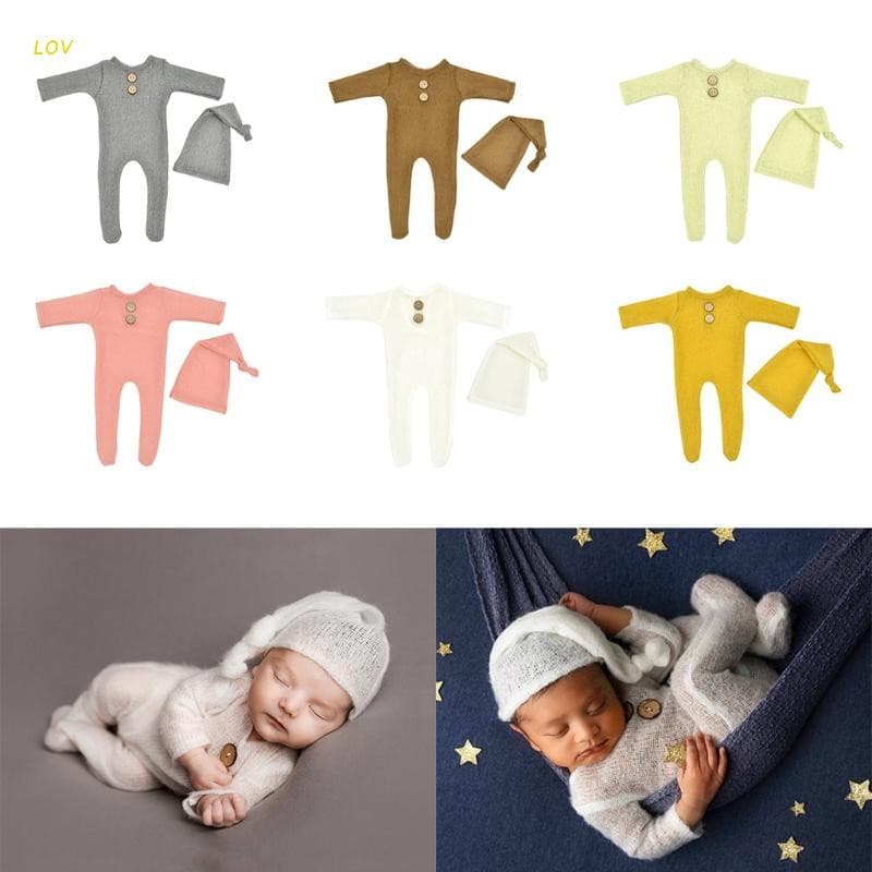 Lov 2 Pçs Conjunto Macacão Bebê Lã Estampa Mohair Para Fotografia