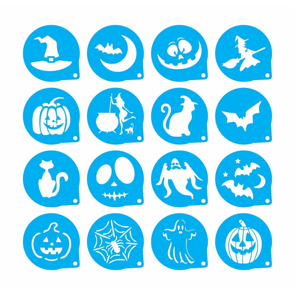 Stencil Halloween Kit 16 Moldes 7x7cm