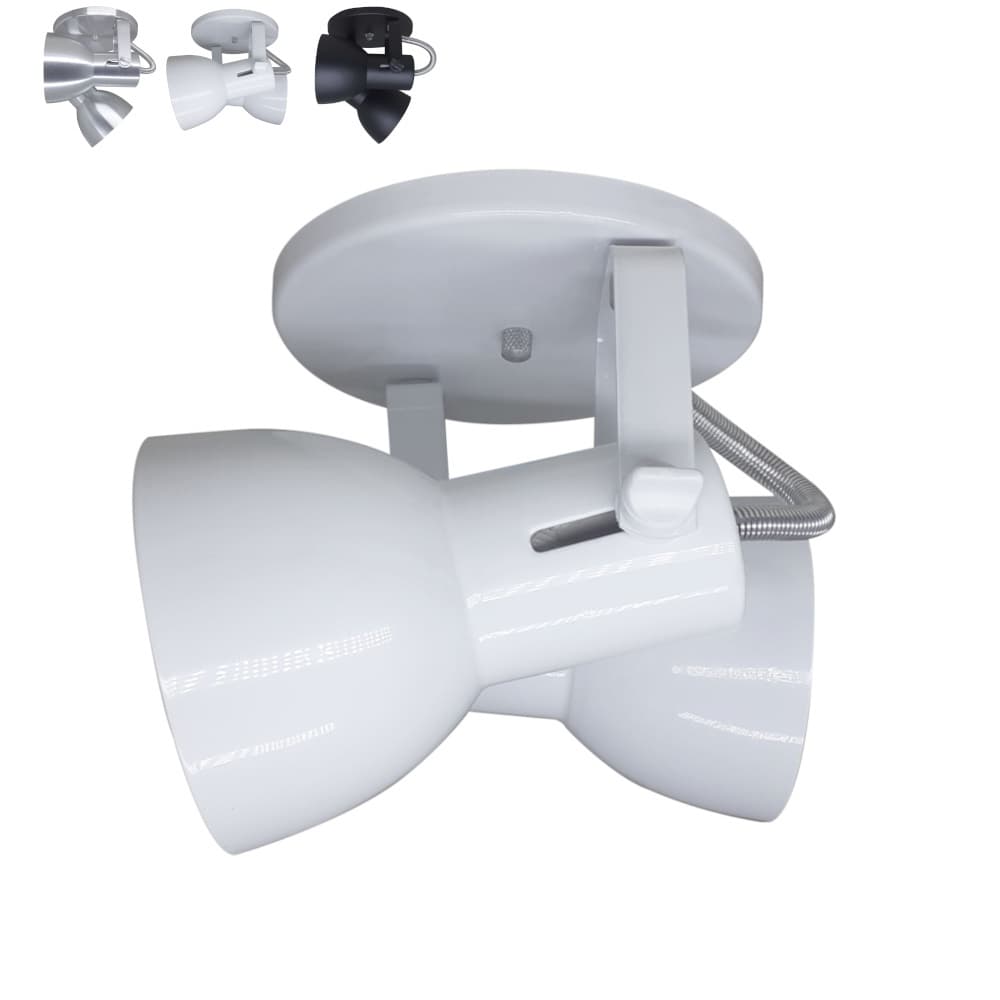 Spot Luminaria Teto Duplo PAR20 Bulbo LED Direcionavel Espelho Cozinha Garagem Parede Loja E27Bivolt