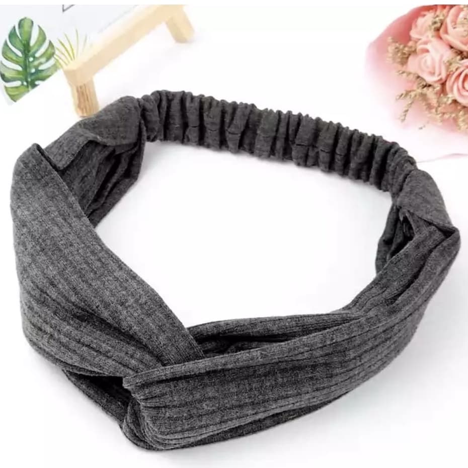 Bandana Headband Elástico Faixa Cabelo Cinza R9945