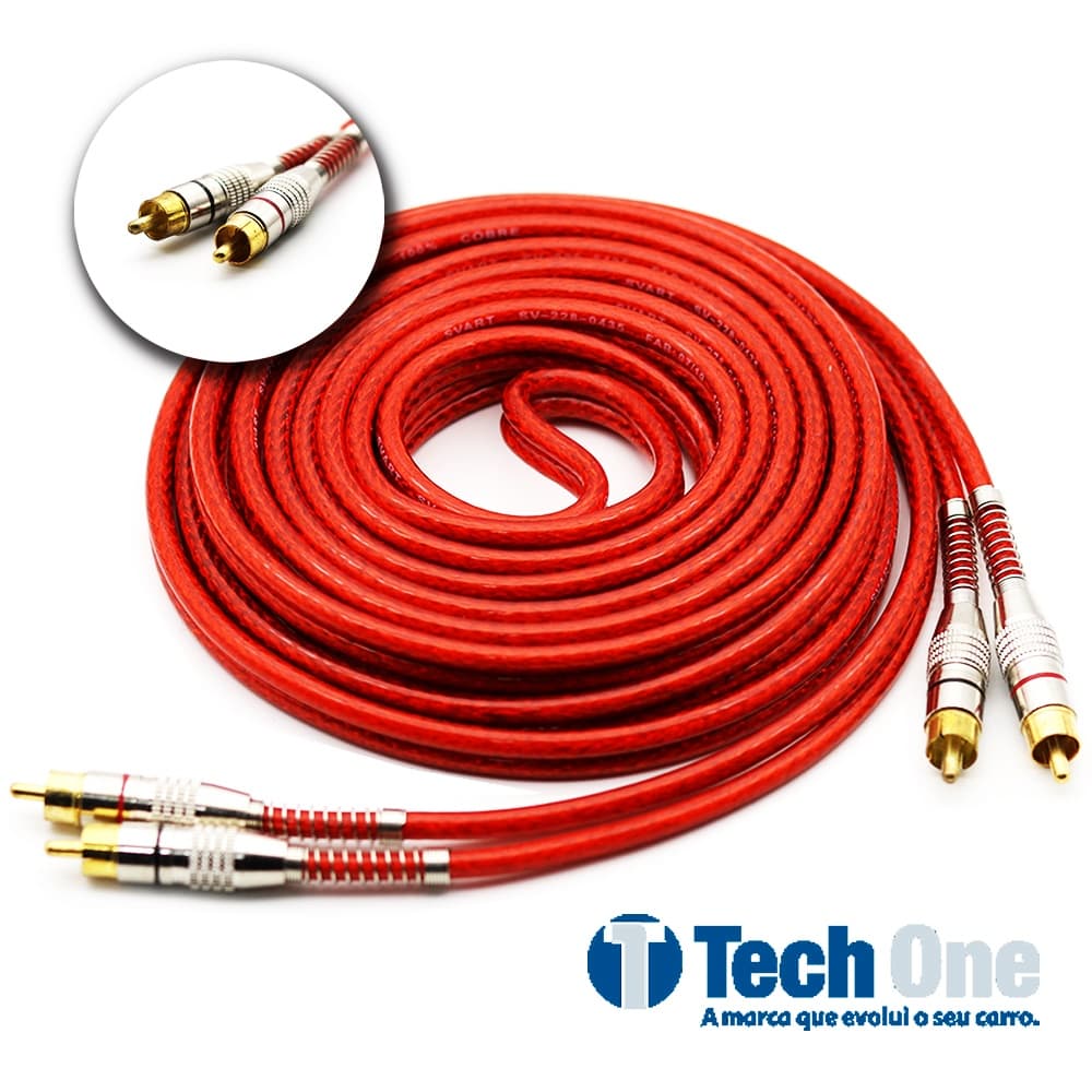 Cabo Rca prime dupla Blindagem Modulo 5 Metros 5mm Vermelho
