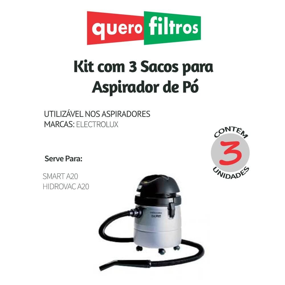 SACO PARA ASPIRADOR DE PÓ ELECTROLUX SMART A20 - Hidrovac A20  - Electrolux A20