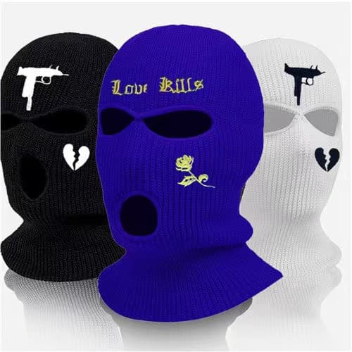 Máscara Facial Balaclava Bordada 3 Orifícios Para Ciclismo