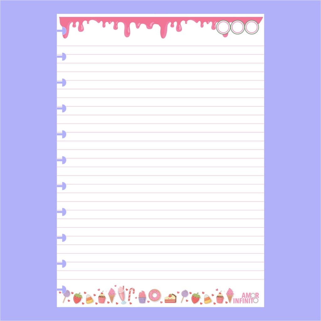 Refil de 48 folhas Para Caderno de Disco Sistema Inteligente Amor Infinito Cadernos - Candy