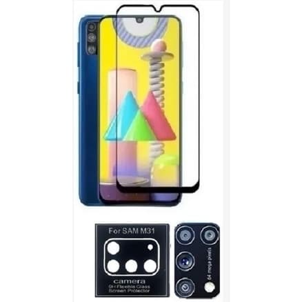 Kit Película 9D Vidro Full Cover Samsung Galaxy M31 + Pelicula de Camera 3D