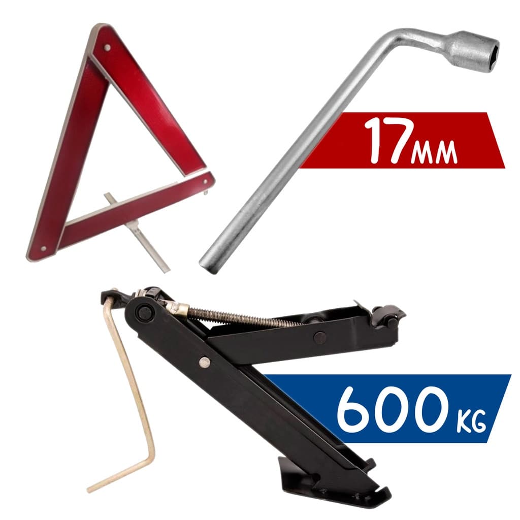 Kit Macaco 600KG Chave Roda L17mm Triângulo Gol Corsa Celta