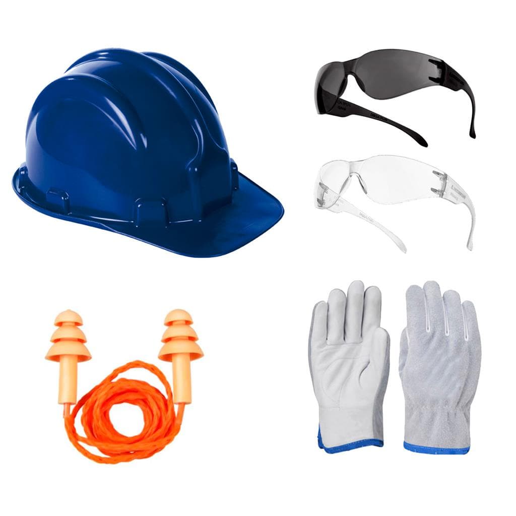 Kit Obras  - Capacete + Oculos + protetor auricular + Luva