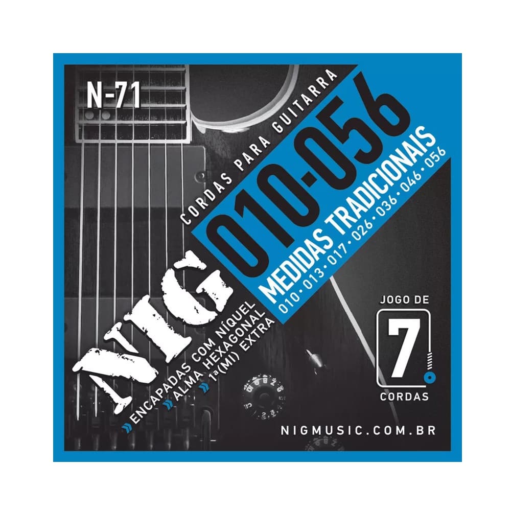 Encordoamento P/ Guitarra NIG N71 7 Cordas 0.10-0.56 - EC0070