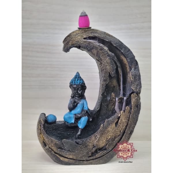Incensário Cascata Buda na Lua 27 cm
