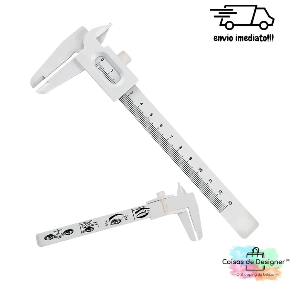 Paquímetro para Designer de Sobrancelha Branco com Trava 12mm
