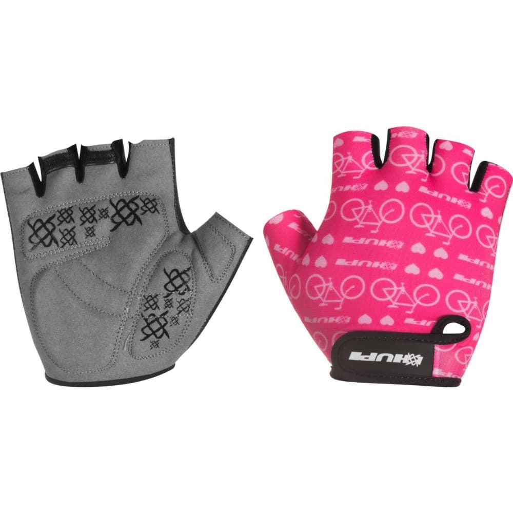 Luva Ciclismo HUPI Eco Dedo Curto Love Bike Rosa