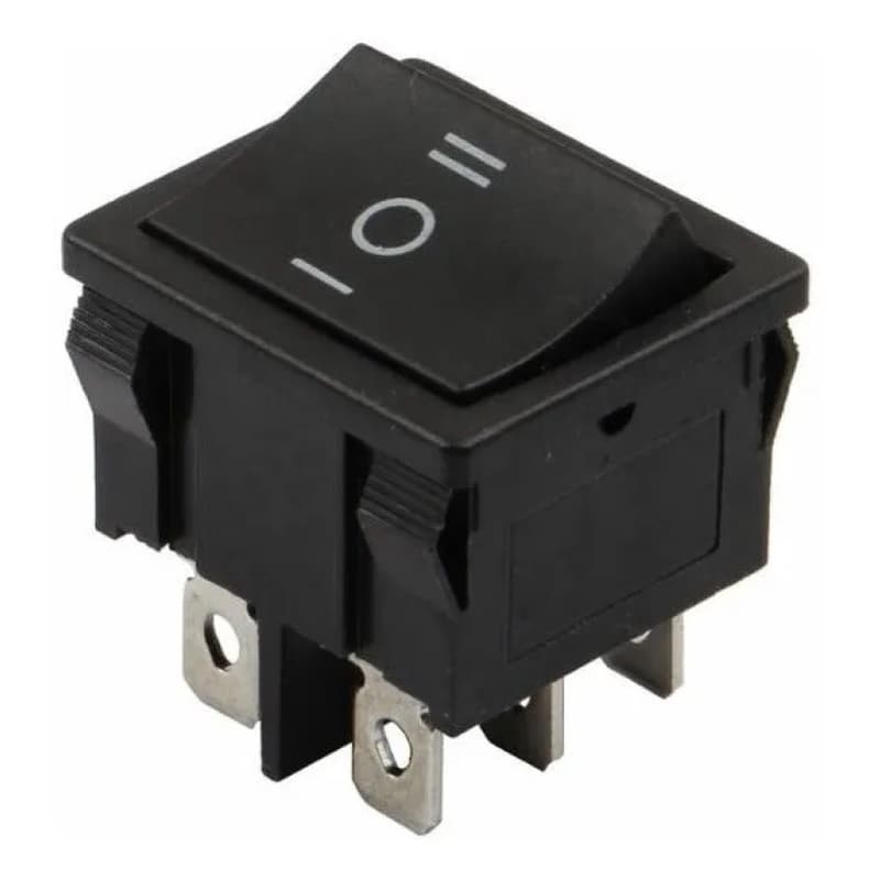 CHAVE GANGORRA ON/OFF/ON 6 POLOS PRETA 6A-250V