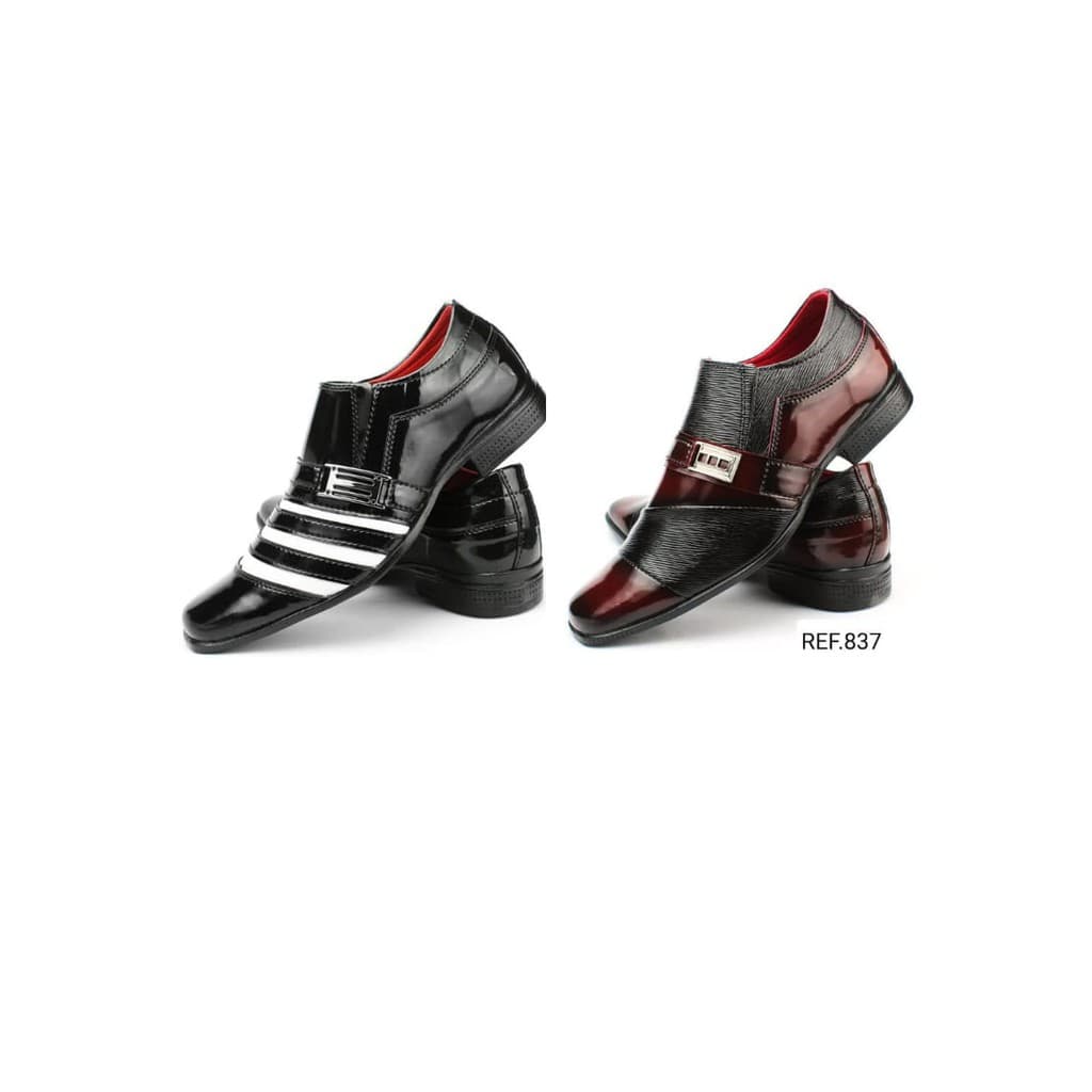 Kit 2 Pares Sapatos Sociais Masculino Confortáveis e Estilosos Preto e Bordo