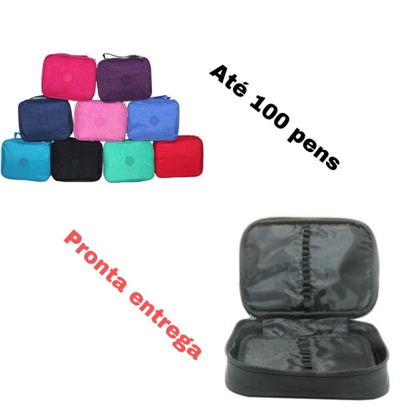 Estojo De Nylon até 100 pens Grande Com 2 Divisórias Da XFPING