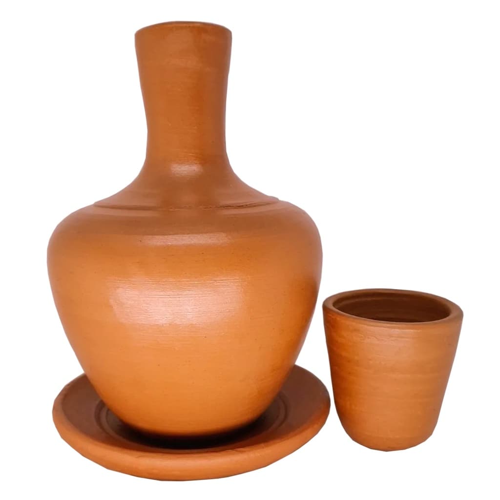 Garrafa De Água Gelada Moringa Ceramica Rústica Barro Kit