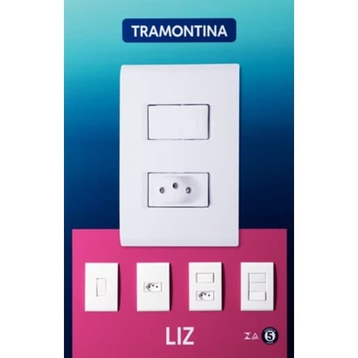 Conjunto Placa e Módulo Tramontina Liz Tomada 10A e 20A, Interruptor Simples e Paralelo, Placa Cega e com Furo 4X2 4X4